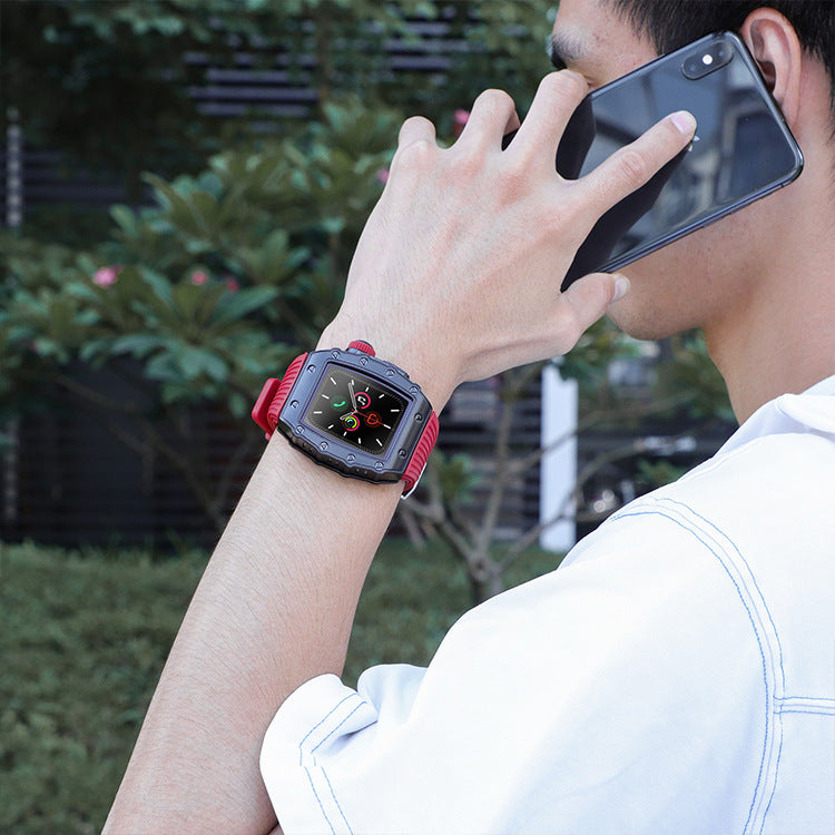 Gun Metal Apple Watch-Gehäuse mit Silikonarmband